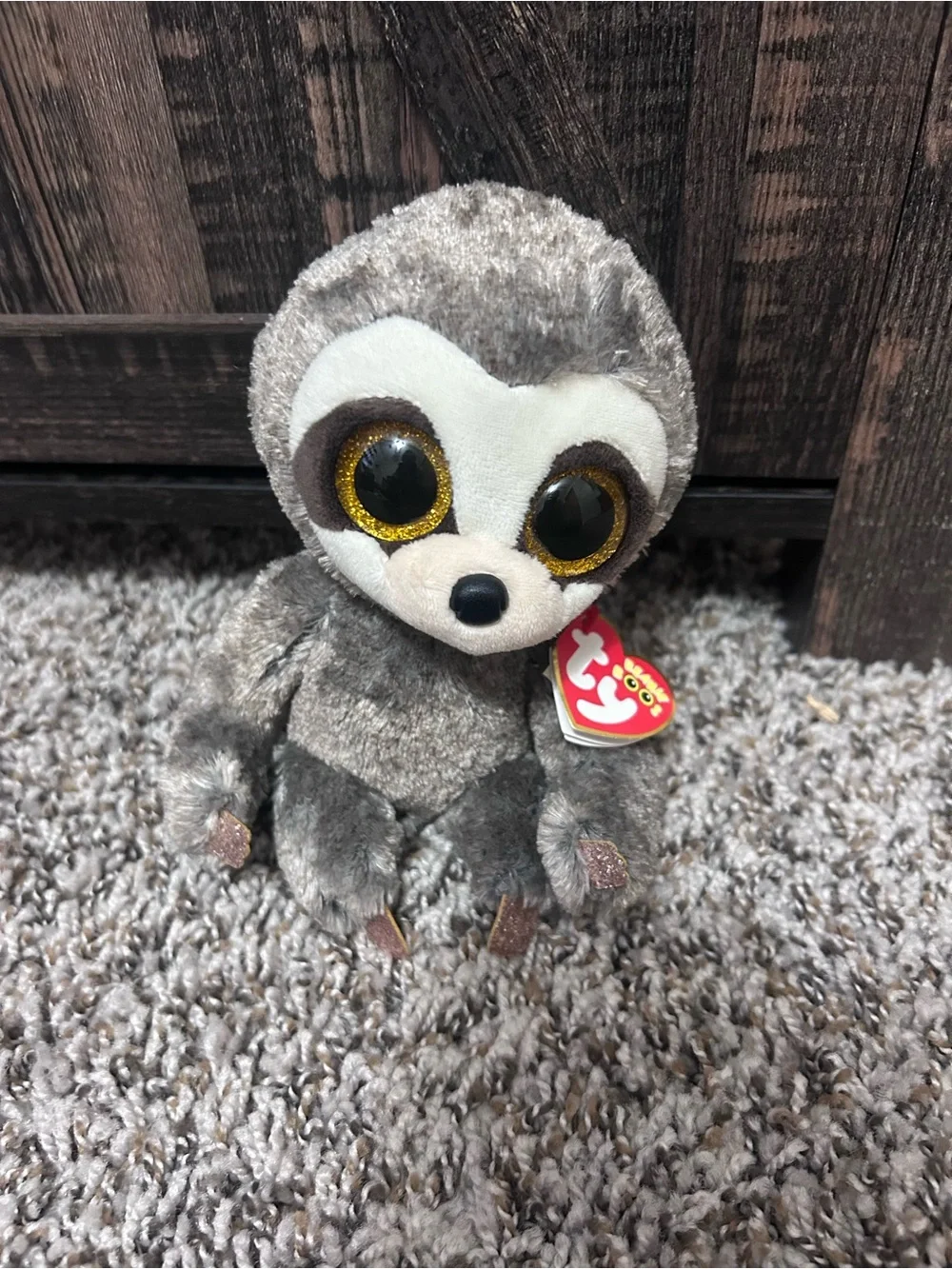 NWT Ty Plush Bundle Sloth and Dragon Pair - Gray & Bright Pink
